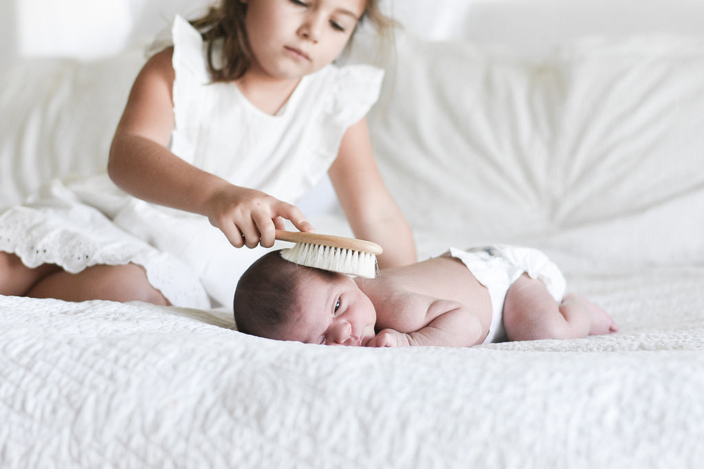 newborn wooden hair brush 