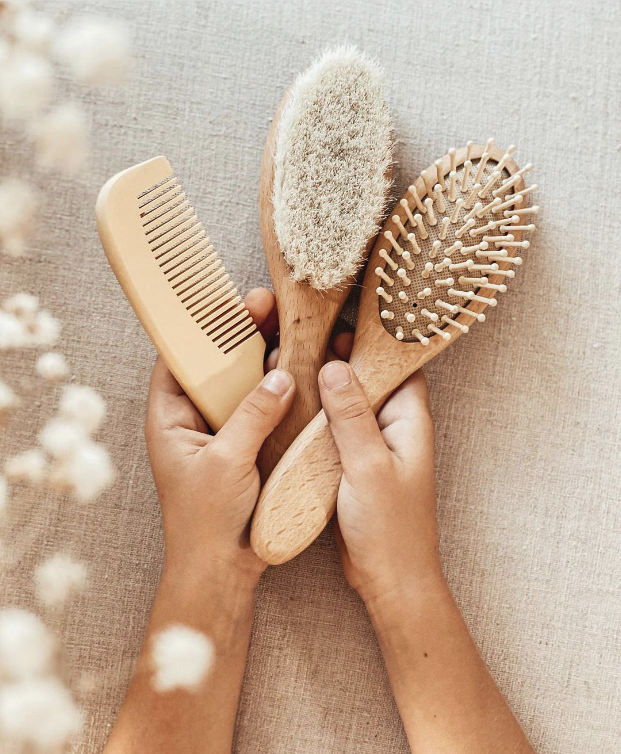 Wooden Baby Hair Brush Set – fephas - Main Image